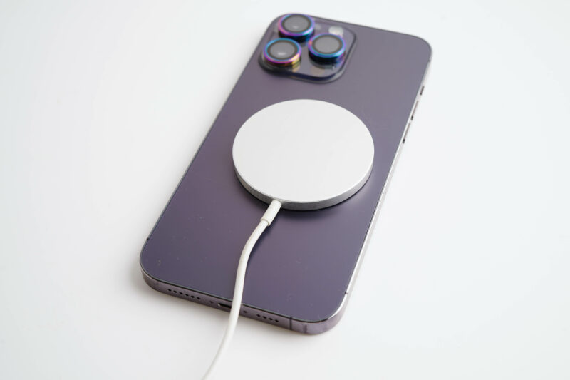 Apple iPhone with MagSafe charger