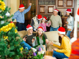 Happy big family is meeting for celebration New Year together at home. High quality photo