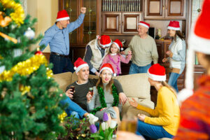 Happy big family is meeting for celebration New Year together at home. High quality photo