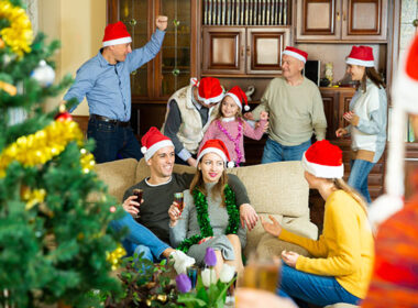 Happy big family is meeting for celebration New Year together at home. High quality photo